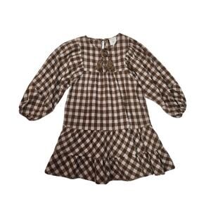 Hayden Girls Gingham Dress Girls Size Medium Brown Cotton Preppy Classic